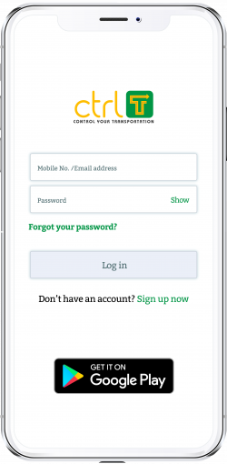 CtrlT mobile app login screen